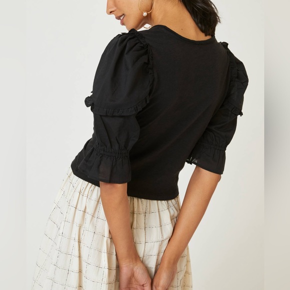 Anthropologie Dreamy Ruched Ruffle White Top Size 1X - Picture 8 of 9